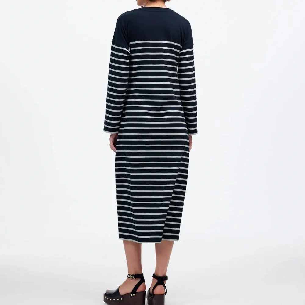 Madewell Side-Tie Knit Maxi Dress in‎ Stripe Size L - Picture 10 of 10